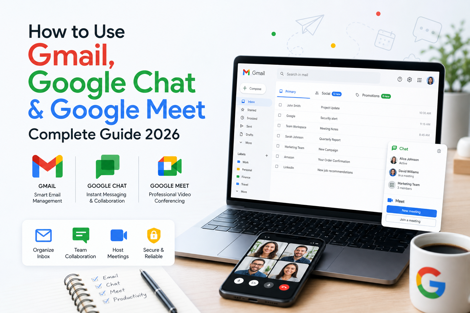 How to Use Gmail, Google Chat & Google Meet – Complete Guide 2026